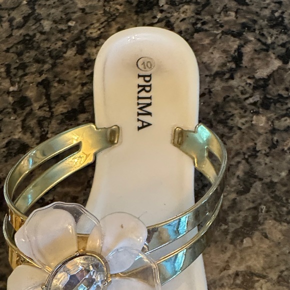 Prima White and Gold jelly Sandals with Floral Accent EUC 10 - Picture 5 of 11
